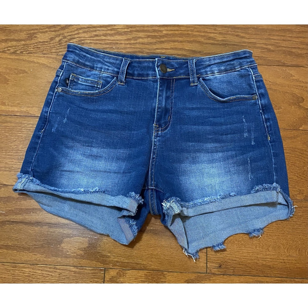 Judy Blue Womens Blue Distressed Coin Pocket Denim Cut-Off Shorts Size 27